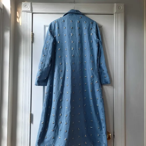 Free People x Understated Star Studded Denim Trench New - Picture 9 of 9